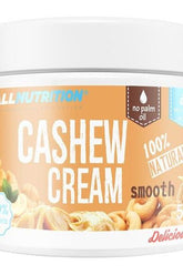 Allnutrition Cashew Cream jar featuring 100% natural, smooth cashew nut spread without added sugar or palm oil.